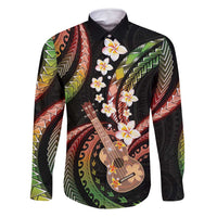 Hawaiian Ukulele Family Matching Summer Maxi Dress and Hawaiian Shirt Jawaiian Fantastic Plumeria LT01 Dad's Shirt - Long Sleeve Reggae - Polynesian Pride