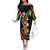 Hawaiian Ukulele Off The Shoulder Long Sleeve Dress Jawaiian Fantastic Plumeria