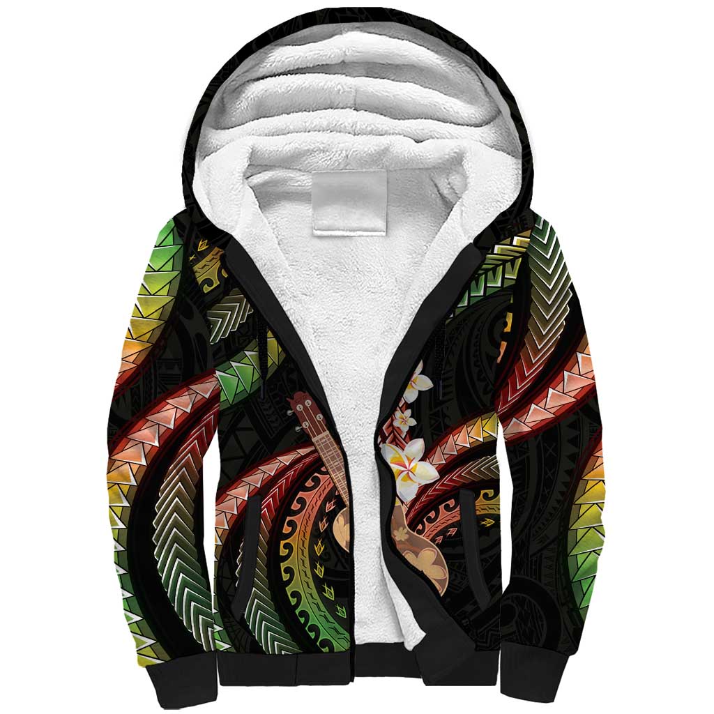 Hawaiian Ukulele Sherpa Hoodie Jawaiian Fantastic Plumeria LT01 Unisex Reggae - Polynesian Pride