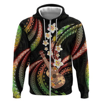 Hawaiian Ukulele Zip Hoodie Jawaiian Fantastic Plumeria LT01 Zip Hoodie Reggae - Polynesian Pride