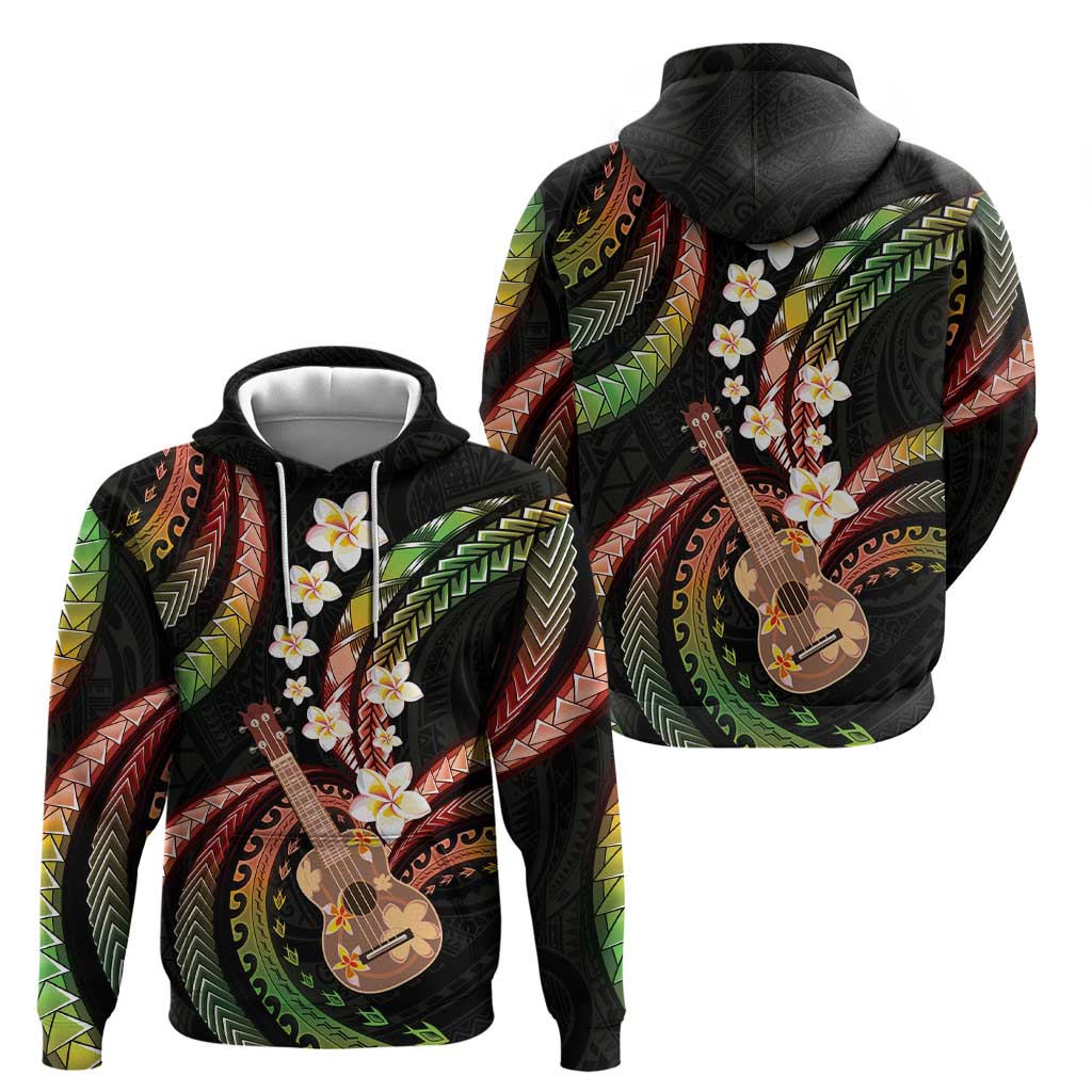 Hawaiian Ukulele Zip Hoodie Jawaiian Fantastic Plumeria LT01 - Polynesian Pride