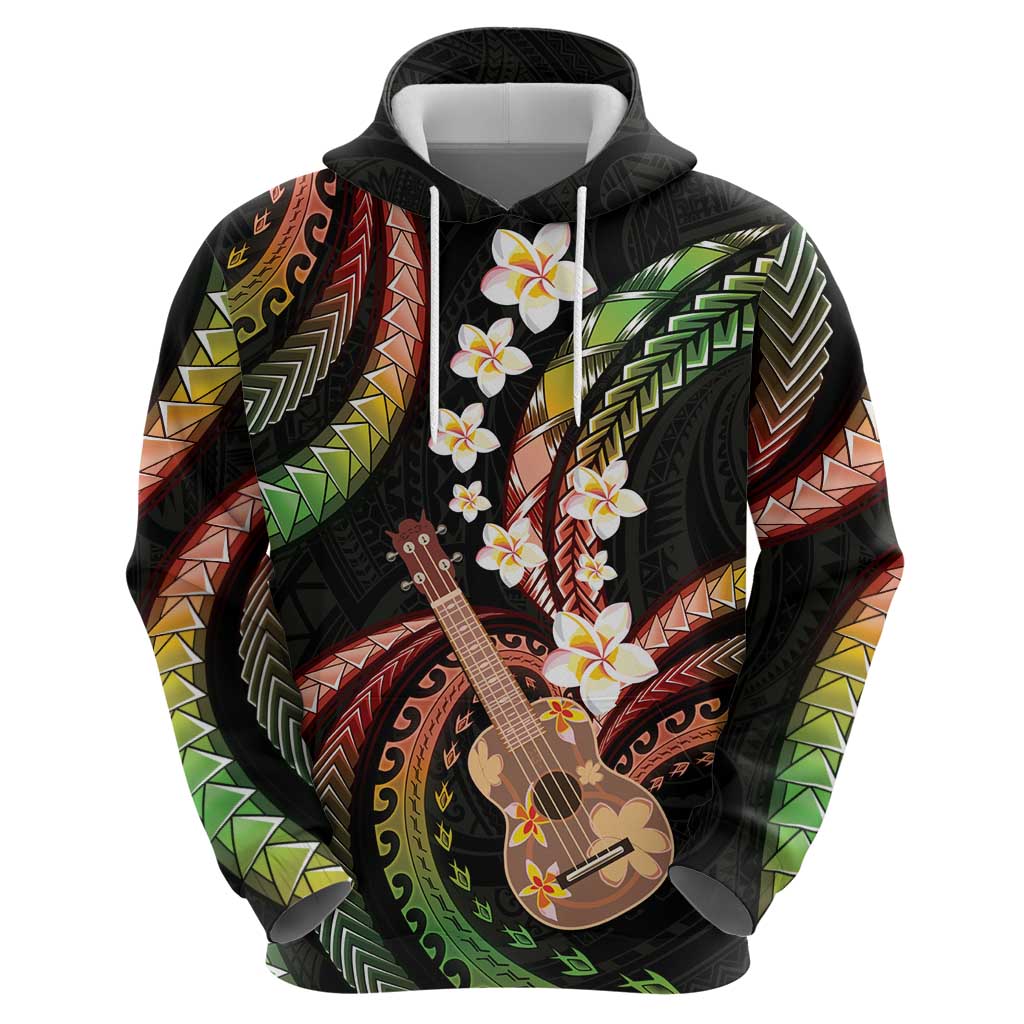 Hawaiian Ukulele Zip Hoodie Jawaiian Fantastic Plumeria LT01 - Polynesian Pride