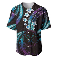 Hawaii Map Kanaka Maoli Baseball Jersey Fantastic Frangipani Amethyst Gradient LT01 Purple - Polynesian Pride