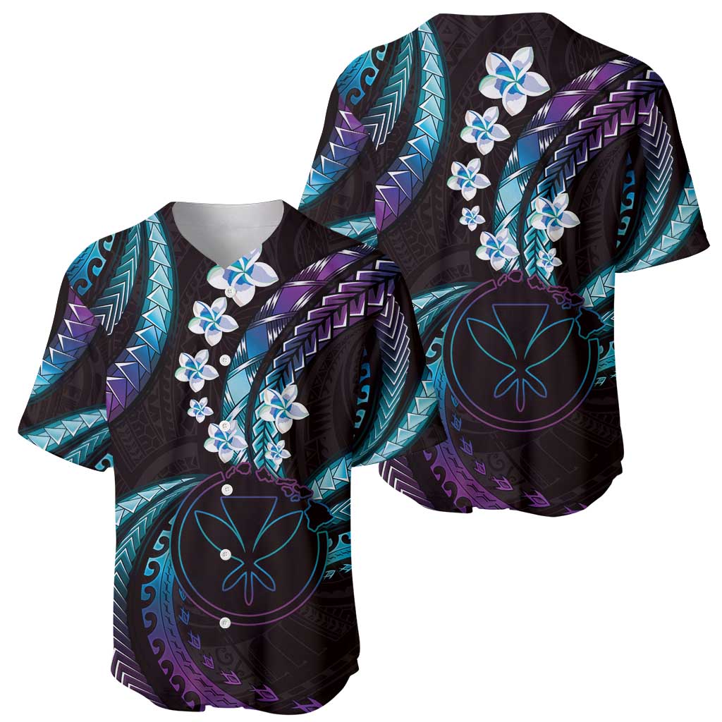 Hawaii Map Kanaka Maoli Baseball Jersey Fantastic Frangipani Amethyst Gradient LT01 - Polynesian Pride