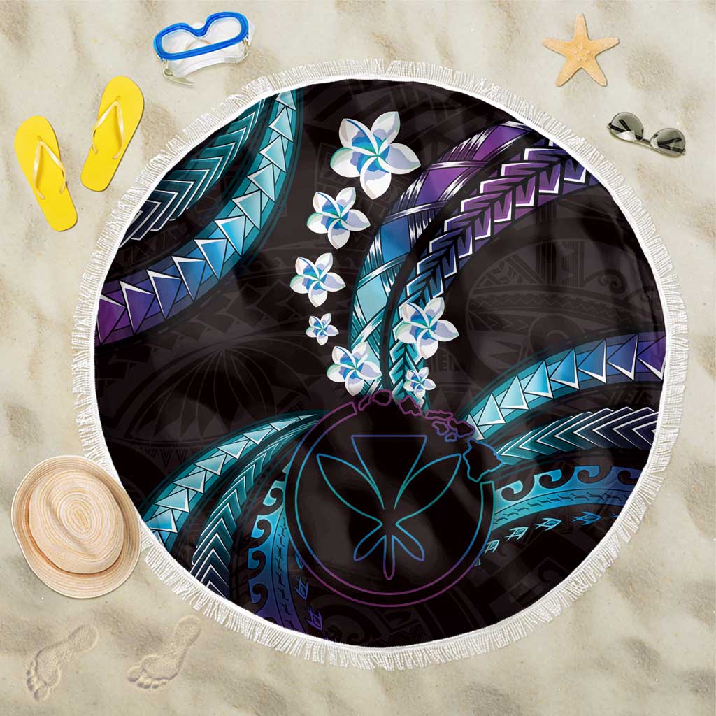 Hawaii Map Kanaka Maoli Beach Blanket Fantastic Frangipani Amethyst Gradient LT01 One Size 150cm Purple - Polynesian Pride