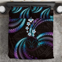 Hawaii Map Kanaka Maoli Bedding Set Fantastic Frangipani Amethyst Gradient