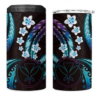 Hawaii Map Kanaka Maoli 4 in 1 Can Cooler Tumbler Fantastic Frangipani Amethyst Gradient
