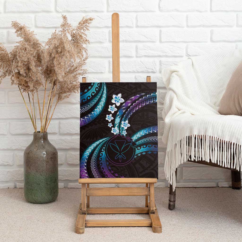 Hawaii Map Kanaka Maoli Canvas Wall Art Fantastic Frangipani Amethyst Gradient