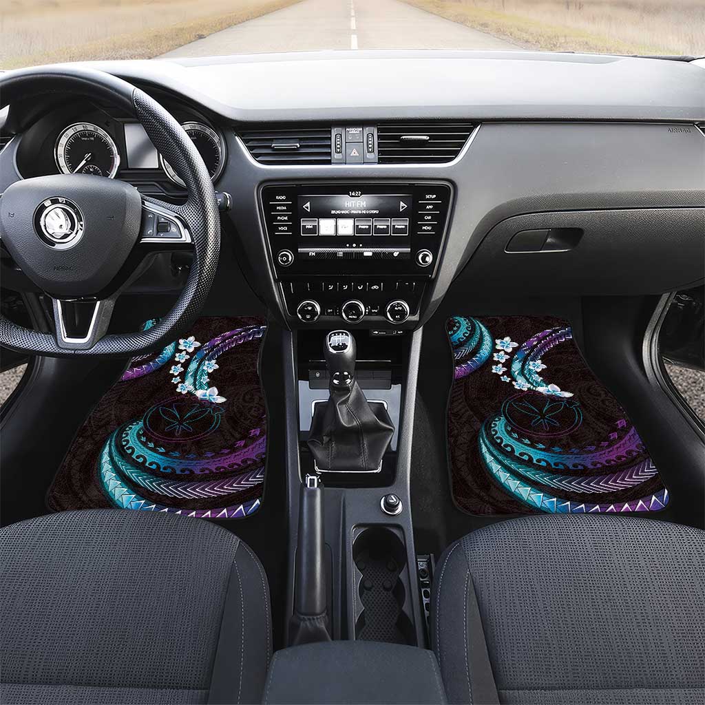 Hawaii Map Kanaka Maoli Car Mats Fantastic Frangipani Amethyst Gradient