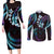 Hawaii Map Kanaka Maoli Couples Matching Long Sleeve Bodycon Dress and Long Sleeve Button Shirt Fantastic Frangipani Amethyst Gradient