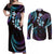 Hawaii Map Kanaka Maoli Couples Matching Off Shoulder Maxi Dress and Long Sleeve Button Shirt Fantastic Frangipani Amethyst Gradient