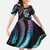 Hawaii Map Kanaka Maoli Family Matching Off The Shoulder Long Sleeve Dress and Hawaiian Shirt Fantastic Frangipani Amethyst Gradient