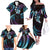 Hawaii Map Kanaka Maoli Family Matching Off The Shoulder Long Sleeve Dress and Hawaiian Shirt Fantastic Frangipani Amethyst Gradient