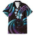 Hawaii Map Kanaka Maoli Family Matching Off The Shoulder Long Sleeve Dress and Hawaiian Shirt Fantastic Frangipani Amethyst Gradient