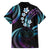Hawaii Map Kanaka Maoli Family Matching Off The Shoulder Long Sleeve Dress and Hawaiian Shirt Fantastic Frangipani Amethyst Gradient