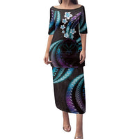 Hawaii Map Kanaka Maoli Family Matching Puletasi and Hawaiian Shirt Fantastic Frangipani Amethyst Gradient LT01 Mom's Dress Purple - Polynesian Pride
