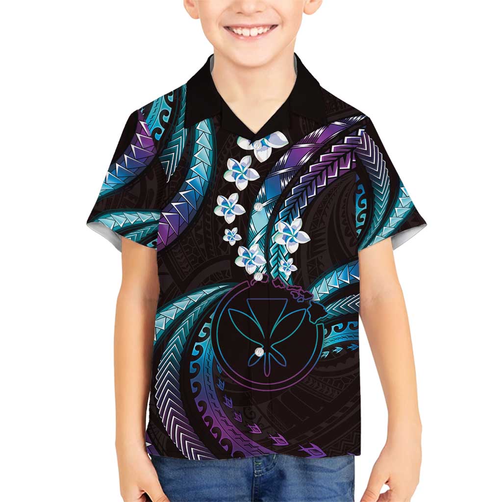 Hawaii Map Kanaka Maoli Family Matching Puletasi and Hawaiian Shirt Fantastic Frangipani Amethyst Gradient LT01 Son's Shirt Purple - Polynesian Pride