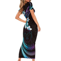 Hawaii Map Kanaka Maoli Family Matching Short Sleeve Bodycon Dress and Hawaiian Shirt Fantastic Frangipani Amethyst Gradient LT01 - Polynesian Pride
