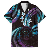 Hawaii Map Kanaka Maoli Family Matching Tank Maxi Dress and Hawaiian Shirt Fantastic Frangipani Amethyst Gradient