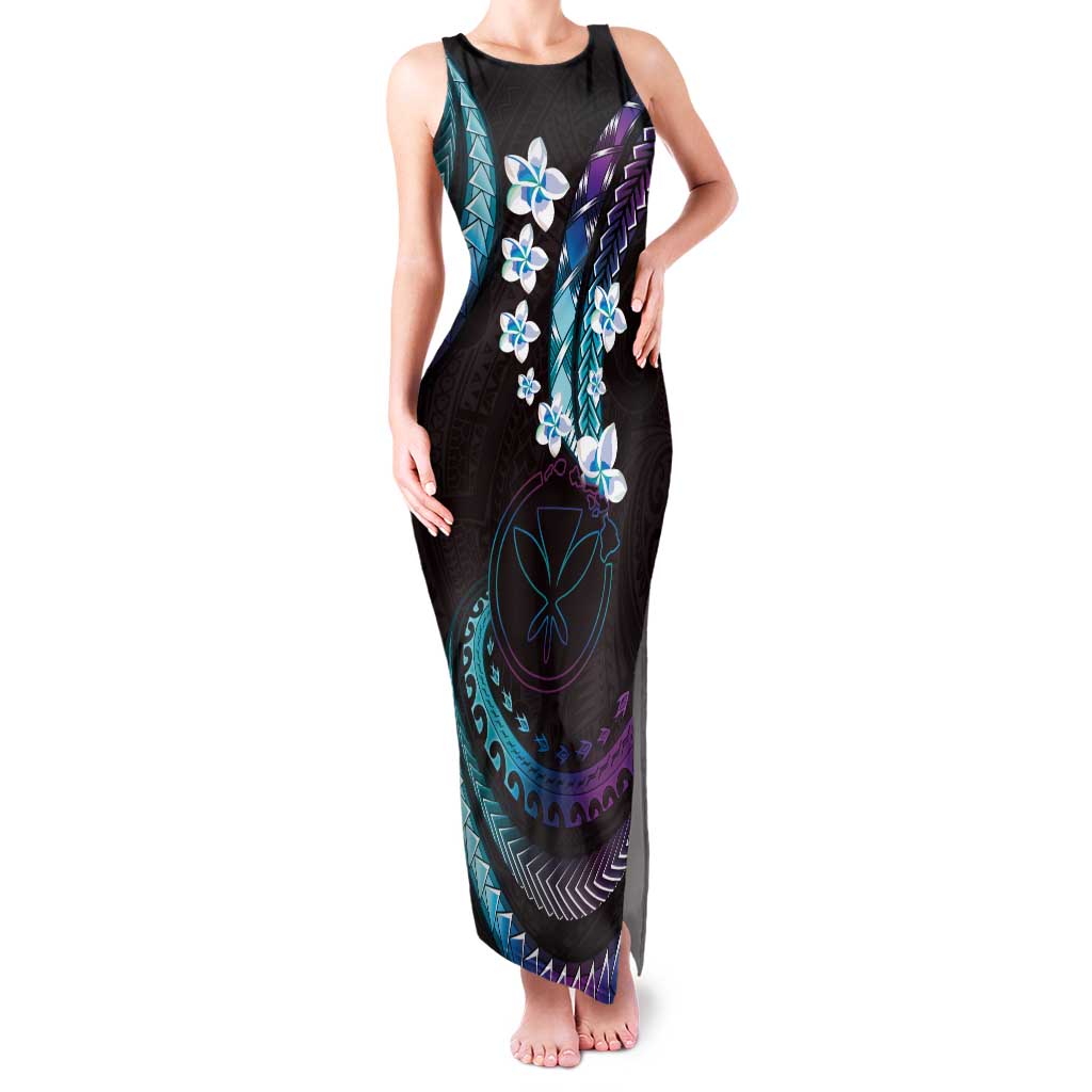 Hawaii Map Kanaka Maoli Family Matching Tank Maxi Dress and Hawaiian Shirt Fantastic Frangipani Amethyst Gradient