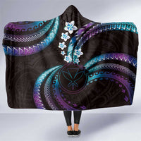 Hawaii Map Kanaka Maoli Hooded Blanket Fantastic Frangipani Amethyst Gradient LT01 One Size Purple - Polynesian Pride