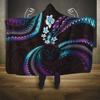 Hawaii Map Kanaka Maoli Hooded Blanket Fantastic Frangipani Amethyst Gradient LT01 - Polynesian Pride