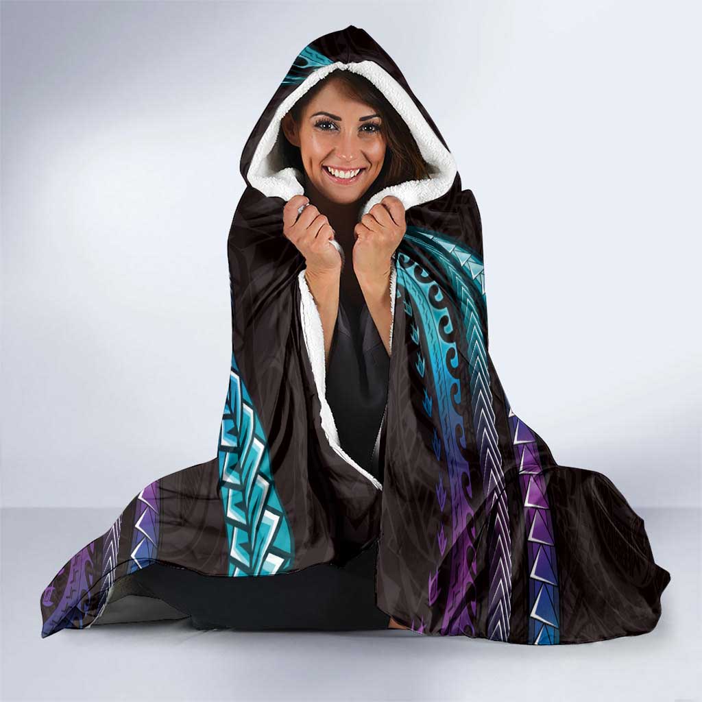 Hawaii Map Kanaka Maoli Hooded Blanket Fantastic Frangipani Amethyst Gradient LT01 - Polynesian Pride
