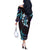 Hawaii Map Kanaka Maoli Off The Shoulder Long Sleeve Dress Fantastic Frangipani Amethyst Gradient