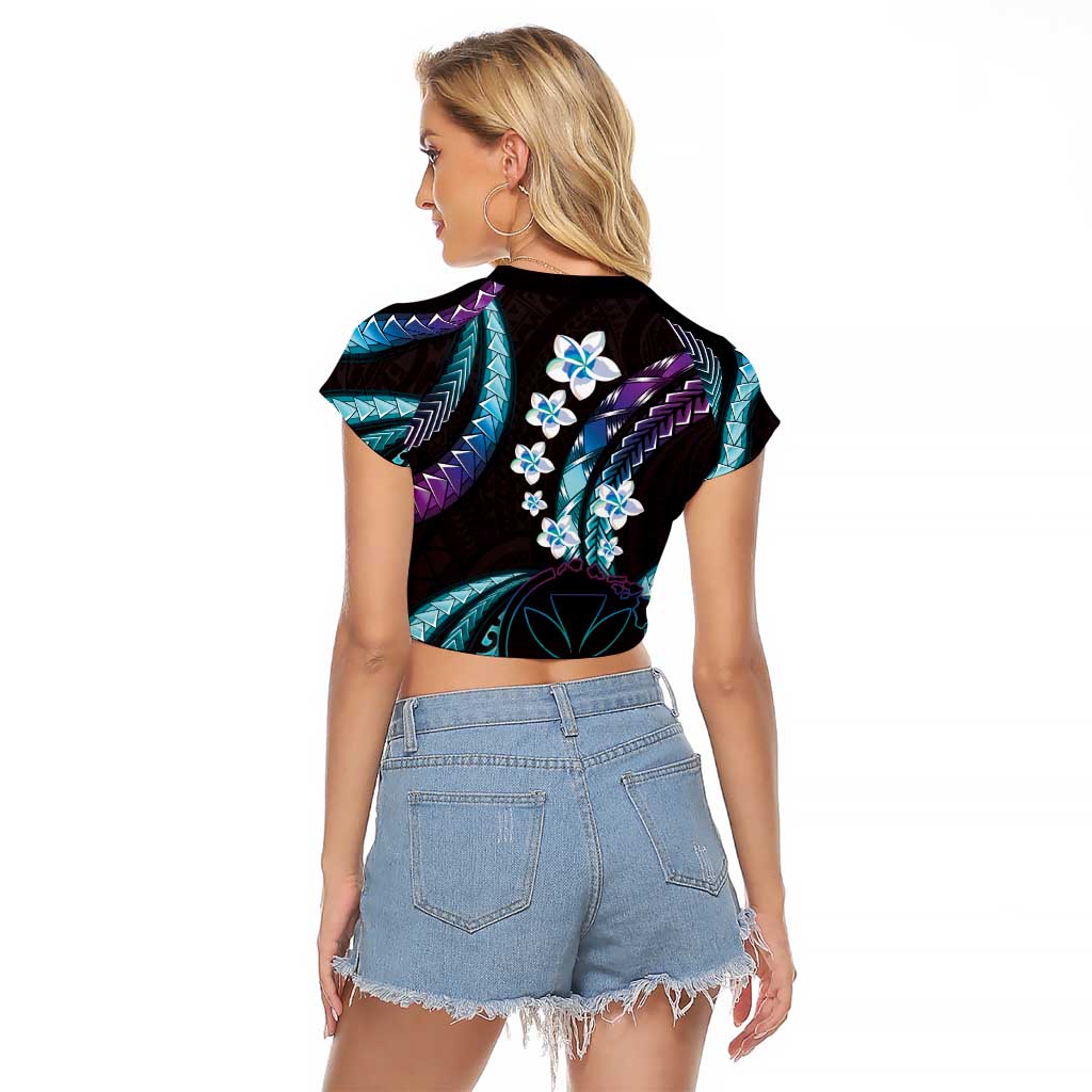Hawaii Map Kanaka Maoli Raglan Cropped T Shirt Fantastic Frangipani Amethyst Gradient LT01 - Polynesian Pride