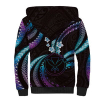 Hawaii Map Kanaka Maoli Sherpa Hoodie Fantastic Frangipani Amethyst Gradient LT01 - Polynesian Pride