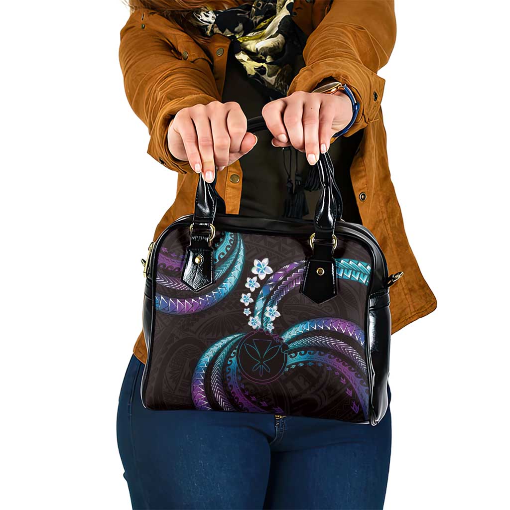 Hawaii Map Kanaka Maoli Shoulder Handbag Fantastic Frangipani Amethyst Gradient LT01 One Size Purple - Polynesian Pride