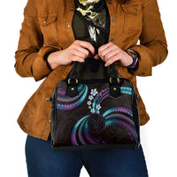 Hawaii Map Kanaka Maoli Shoulder Handbag Fantastic Frangipani Amethyst Gradient LT01 - Polynesian Pride
