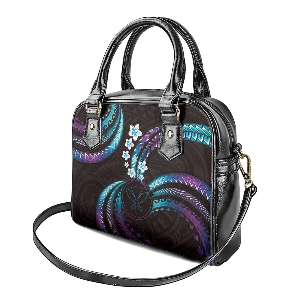 Hawaii Map Kanaka Maoli Shoulder Handbag Fantastic Frangipani Amethyst Gradient LT01 - Polynesian Pride