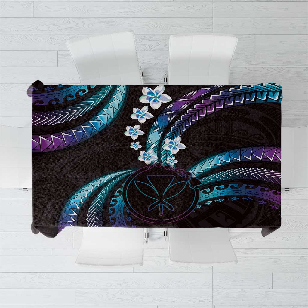 Hawaii Map Kanaka Maoli Tablecloth Fantastic Frangipani Amethyst Gradient