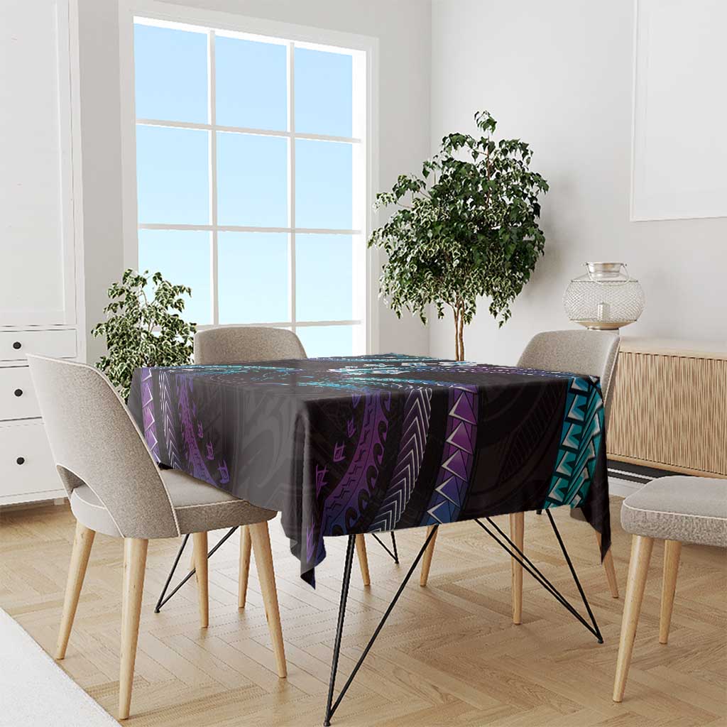 Hawaii Map Kanaka Maoli Tablecloth Fantastic Frangipani Amethyst Gradient