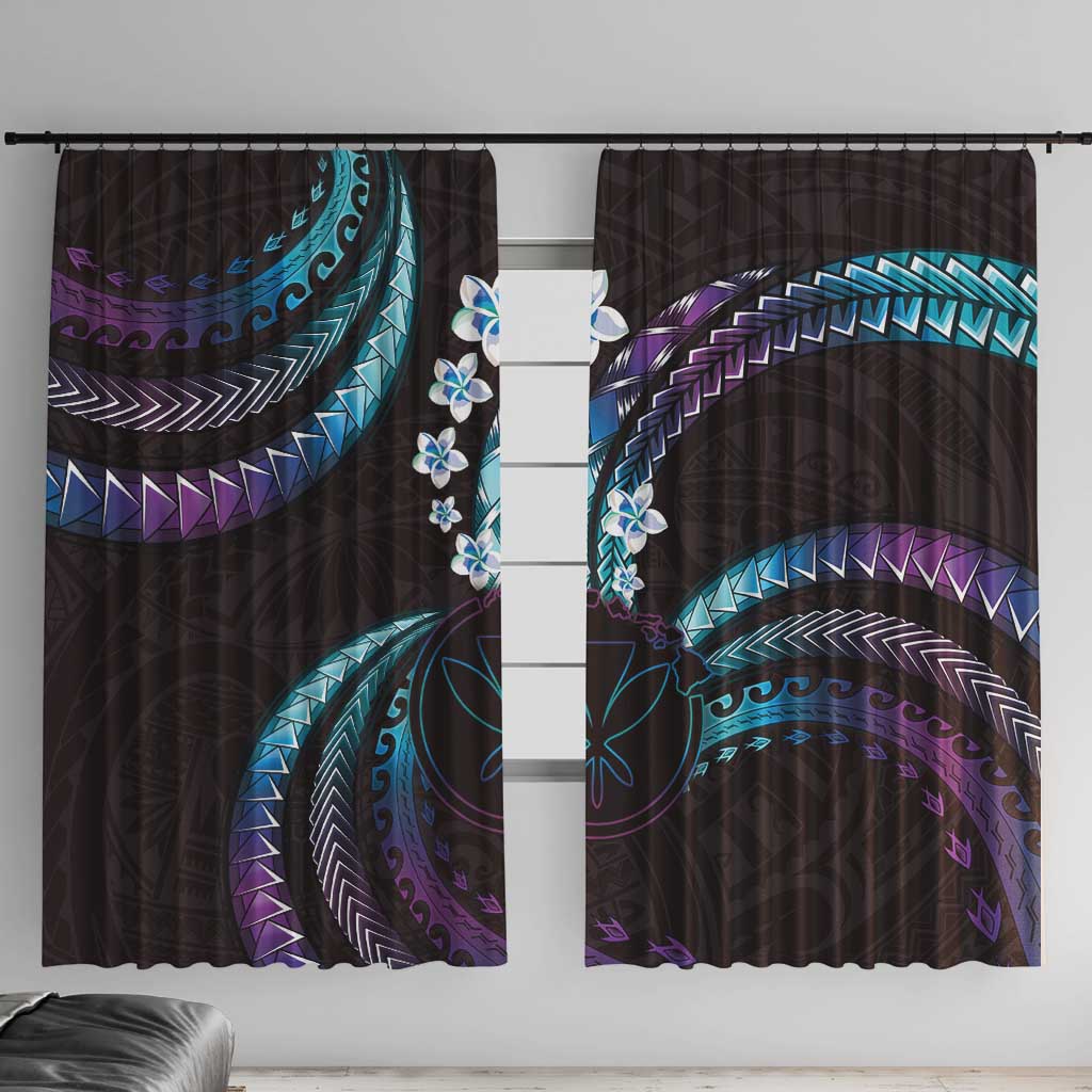 Hawaii Map Kanaka Maoli Window Curtain Fantastic Frangipani Amethyst Gradient