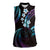 Hawaii Map Kanaka Maoli Women Sleeveless Polo Shirt Fantastic Frangipani Amethyst Gradient