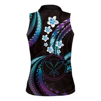 Hawaii Map Kanaka Maoli Women Sleeveless Polo Shirt Fantastic Frangipani Amethyst Gradient LT01 - Polynesian Pride