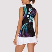 Hawaii Map Kanaka Maoli Women Sleeveless Polo Shirt Fantastic Frangipani Amethyst Gradient LT01 - Polynesian Pride