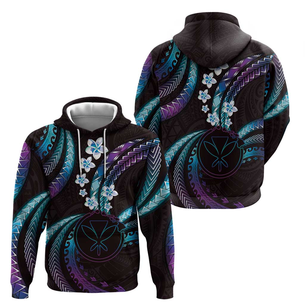 Hawaii Map Kanaka Maoli Zip Hoodie Fantastic Frangipani Amethyst Gradient