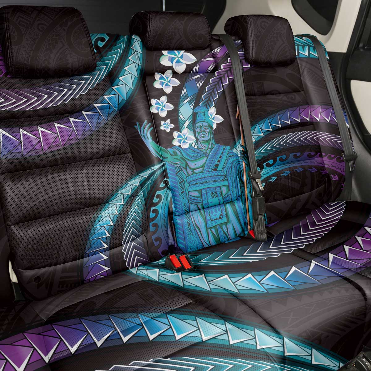 Hawaii King Kamehameha Back Car Seat Cover Fantastic Plumeria Amethyst Gradient