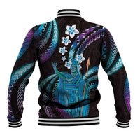Hawaii King Kamehameha Baseball Jacket Fantastic Plumeria Amethyst Gradient LT01 - Polynesian Pride