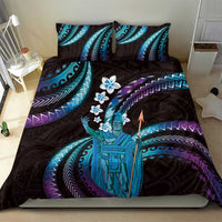 Hawaii King Kamehameha Bedding Set Fantastic Plumeria Amethyst Gradient