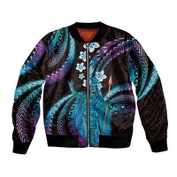 Hawaii King Kamehameha Bomber Jacket Fantastic Plumeria Amethyst Gradient LT01 Unisex Purple - Polynesian Pride