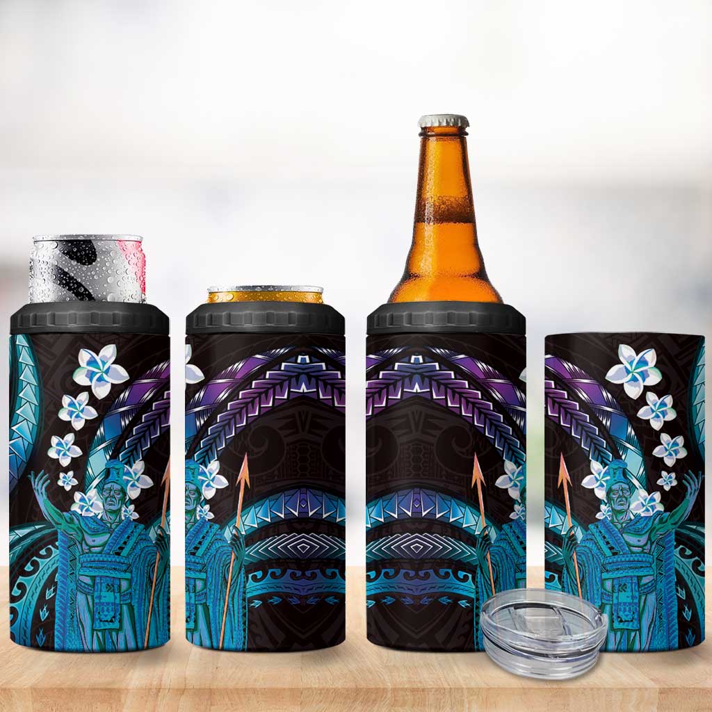 Hawaii King Kamehameha 4 in 1 Can Cooler Tumbler Fantastic Plumeria Amethyst Gradient