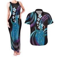 Hawaii King Kamehameha Couples Matching Tank Maxi Dress and Hawaiian Shirt Fantastic Plumeria Amethyst Gradient LT01 Purple - Polynesian Pride