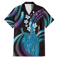 Hawaii King Kamehameha Family Matching Mermaid Dress and Hawaiian Shirt Fantastic Plumeria Amethyst Gradient LT01 Dad's Shirt - Short Sleeve Purple - Polynesian Pride