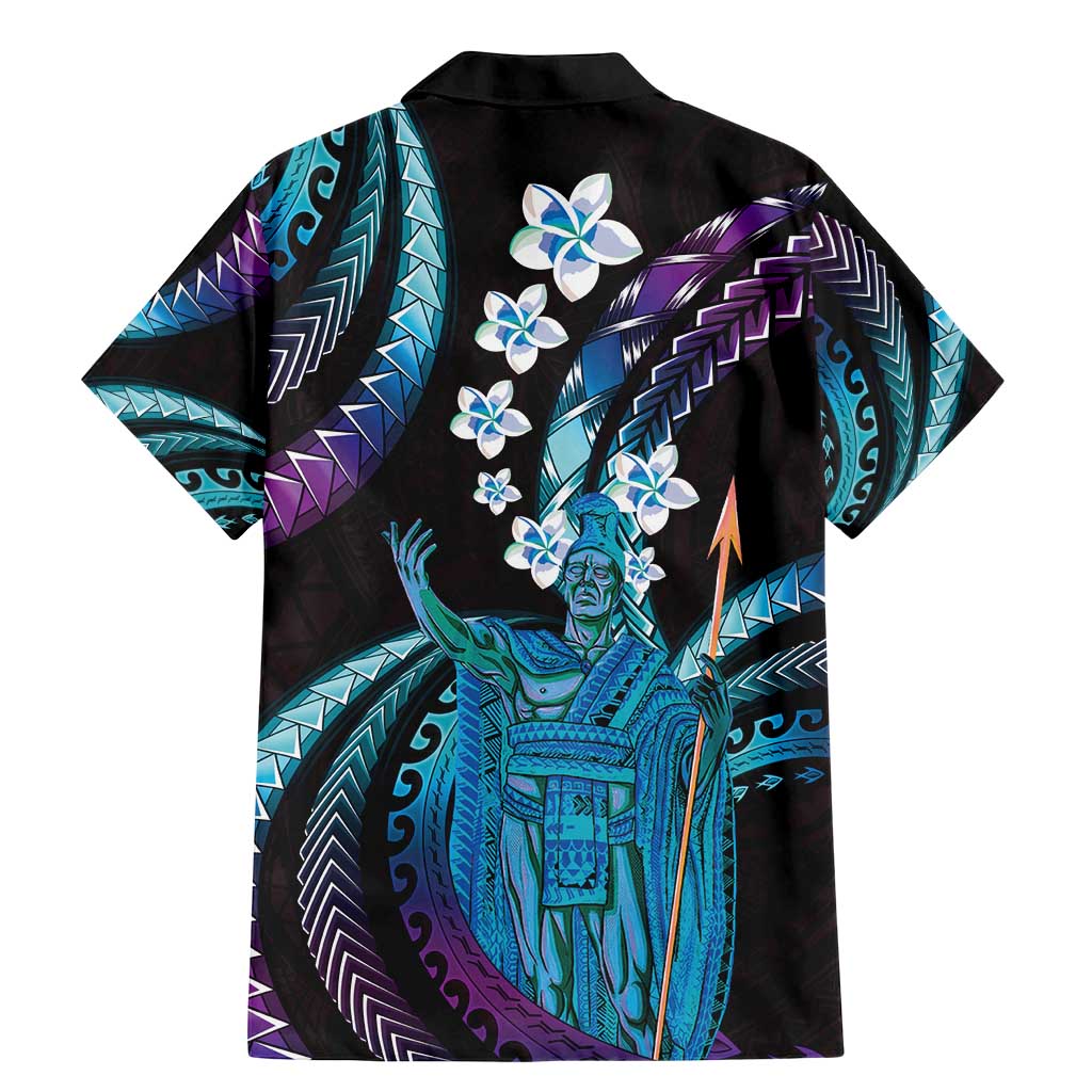 Hawaii King Kamehameha Family Matching Mermaid Dress and Hawaiian Shirt Fantastic Plumeria Amethyst Gradient LT01 - Polynesian Pride