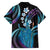 Hawaii King Kamehameha Family Matching Off The Shoulder Long Sleeve Dress and Hawaiian Shirt Fantastic Plumeria Amethyst Gradient