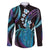 Hawaii King Kamehameha Family Matching Off The Shoulder Long Sleeve Dress and Hawaiian Shirt Fantastic Plumeria Amethyst Gradient